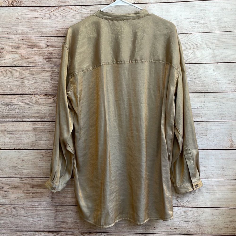 VINTAGE CAROLE LITTLE SPORT TUNIC TOP IN METALLIC GOLD - Picture 4 of 7